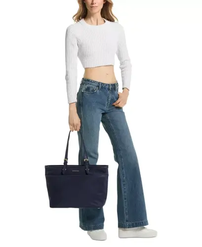 Winston Large Top Zip Multifunction Nylon Pocket Tote - Navy Blue - 4