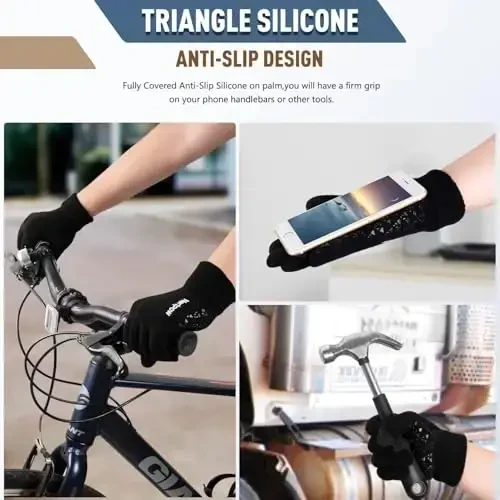 Winter 1-3 PCS Beanie Hat Gloves Scarf For Men And Women, Knit Fleece Lined Warm Touchscreen Gloves Beanie Infitiny Scarf Set - 6