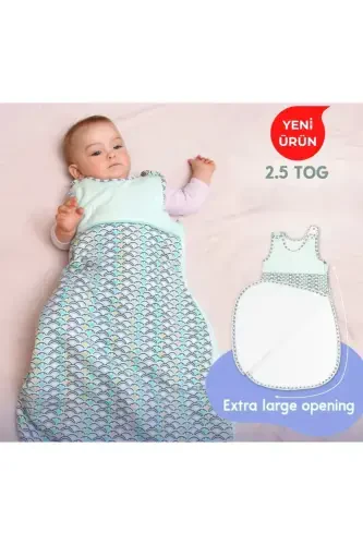 Winter 2.5 Tog Sleeveless Baby, Kids Cotton Jersey Sleeping Bag Fox /mint-MINT - 1