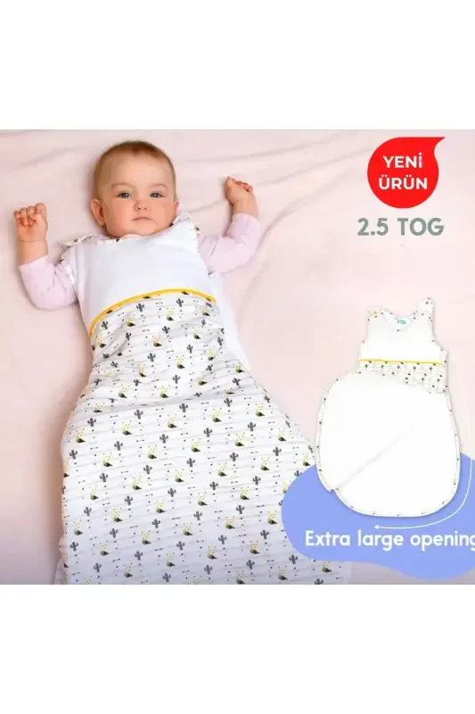 Winter 2.5 Tog Sleeveless Baby, Kids Cotton Jersey Sleeping Bag Fox /yellow-YELLOW - PAMUK HANIM