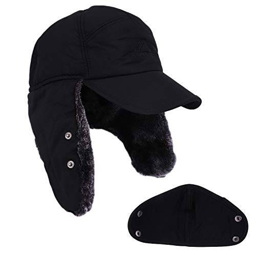 Winter 3 in 1 Thermal Fur Lined Trapper Hat with Ear Flap Full Face Warmer Cover Windproof Cycling Motorcycle Headwear - 3