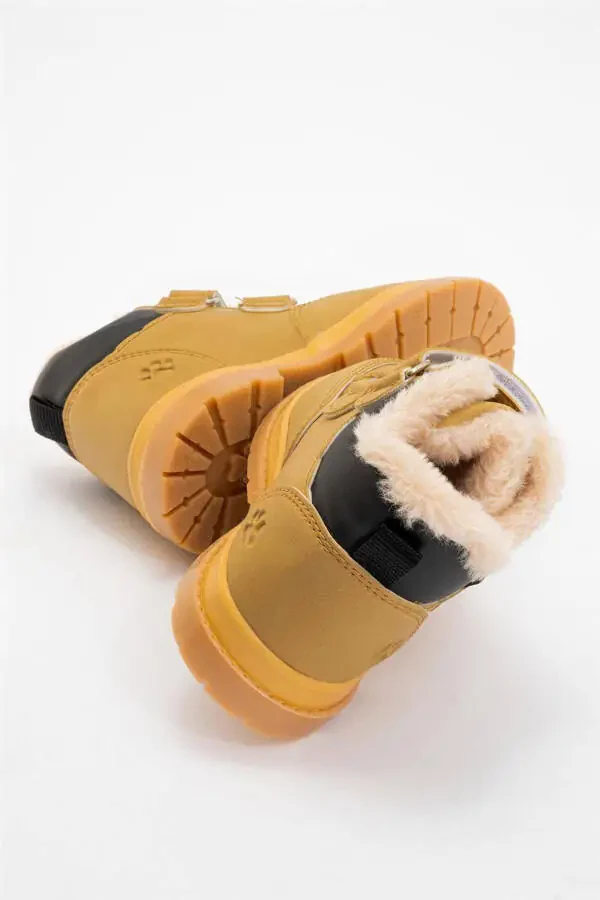 Winter Baby Boots with Fur Lining (Size 22-25) Camel - 4
