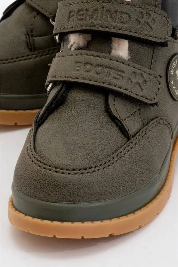 Winter Baby Boots with Fur Lining (Size 22-25) Khaki - 3