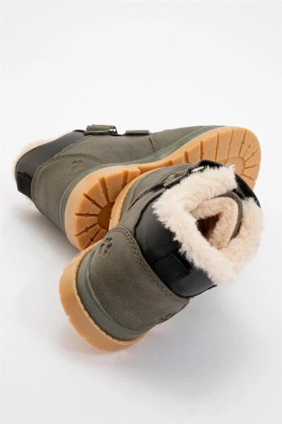 Winter Baby Boots with Fur Lining (Size 22-25) Khaki - 4