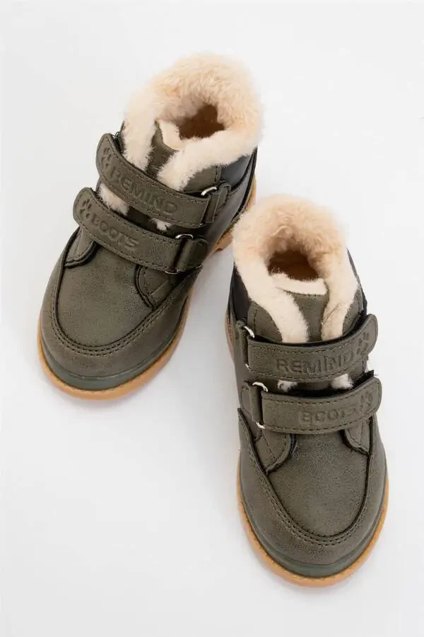 Winter Baby Boots with Fur Lining (Size 22-25) Khaki - 5