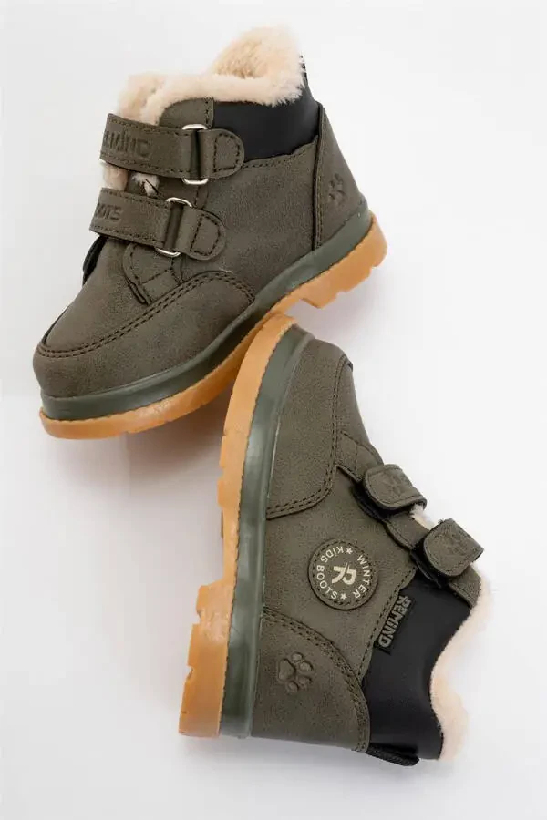 Winter Baby Boots with Fur Lining (Size 22-25) Khaki - 6