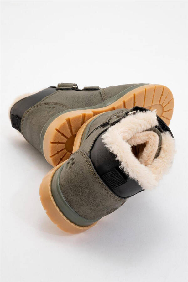 Winter Baby Boots with Fur Lining (Size 22-25) Khaki - 4