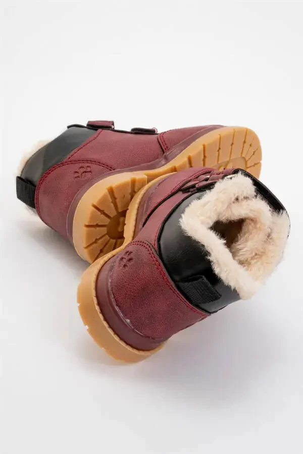 Winter Baby Boots with Fur Lining (Size 22-25) MAROON - 4