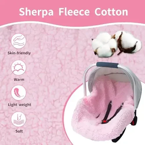 Winter Baby Car Seat Cover, Infant Car Seat Liner with Plush Fleece, Infant Insert for Baby Carseat, Warm Carseat Cover for Cold Weather, Baby Carrier Cover Liner Replacement for Newborn Shower Party - 2