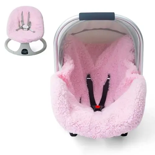 Winter Baby Car Seat Cover, Infant Car Seat Liner with Plush Fleece, Infant Insert for Baby Carseat, Warm Carseat Cover for Cold Weather, Baby Carrier Cover Liner Replacement for Newborn Shower Party - WINTER