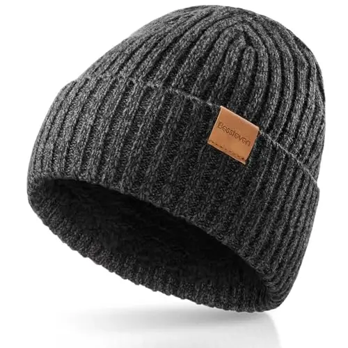 Winter Beanie Hat for Men Women: Warm Fleece Lined Knit Cuffed Beanie Thick | Ski Stocking Skull Cap, Thermal Daily Hat, for Cold Weather Skiing, Running, Hiking, Cycling - 1