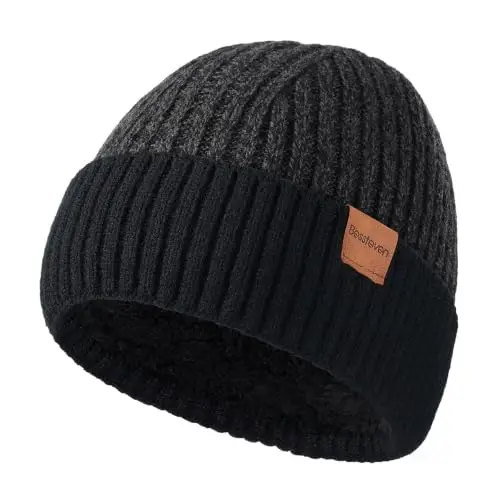 Winter Beanie Hat for Men Women: Warm Fleece Lined Knit Cuffed Beanie Thick | Ski Stocking Skull Cap, Thermal Daily Hat, for Cold Weather Skiing, Running, Hiking, Cycling - 1