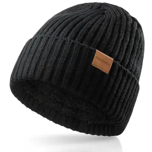 Winter Beanie Hat for Men Women: Warm Fleece Lined Knit Cuffed Beanie Thick | Ski Stocking Skull Cap, Thermal Daily Hat, for Cold Weather Skiing, Running, Hiking, Cycling - 1