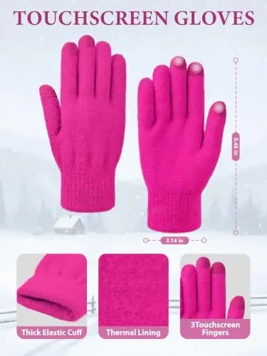 Winter Beanie Hat Gloves Scarf, CasModazoneere Hat Gloves Scarf Set Women Girls | Multiple Colors Winter Hats and Gloves for Women, Touchscreen Warm Gloves Set Gifts for Women Accessories - 4