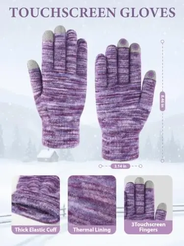 Winter Beanie Hat Gloves Scarf, CasModazoneere Hat Gloves Scarf Set Women Girls | Multiple Colors Winter Hats and Gloves for Women, Touchscreen Warm Gloves Set Gifts for Women Accessories - 4