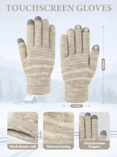 Winter Beanie Hat Gloves Scarf, CasModazoneere Hat Gloves Scarf Set Women Girls | Multiple Colors Winter Hats and Gloves for Women, Touchscreen Warm Gloves Set Gifts for Women Accessories - 4