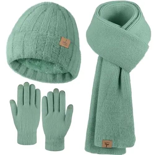 Winter Beanie Hat Gloves Scarf, CasModazoneere Hat Gloves Scarf Set Women Girls | Multiple Colors Winter Hats and Gloves for Women, Touchscreen Warm Gloves Set Gifts for Women Accessories - Winter