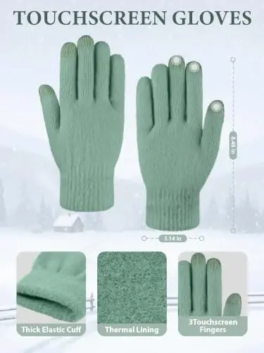 Winter Beanie Hat Gloves Scarf, CasModazoneere Hat Gloves Scarf Set Women Girls | Multiple Colors Winter Hats and Gloves for Women, Touchscreen Warm Gloves Set Gifts for Women Accessories - 4