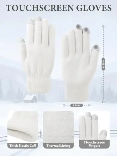 Winter Beanie Hat Gloves Scarf, CasModazoneere Hat Gloves Scarf Set Women Girls | Multiple Colors Winter Hats and Gloves for Women, Touchscreen Warm Gloves Set Gifts for Women Accessories - 4