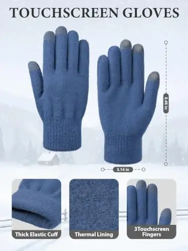 Winter Beanie Hat Gloves Scarf, CasModazoneere Hat Gloves Scarf Set Women Girls | Multiple Colors Winter Hats and Gloves for Women, Touchscreen Warm Gloves Set Gifts for Women Accessories - 4