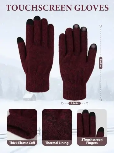 Winter Beanie Hat Gloves Scarf, CasModazoneere Hat Gloves Scarf Set Women Girls | Multiple Colors Winter Hats and Gloves for Women, Touchscreen Warm Gloves Set Gifts for Women Accessories - 4