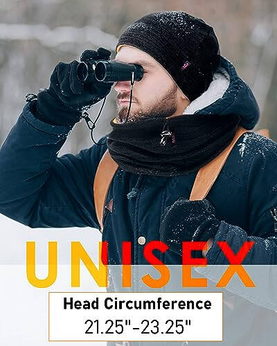 Winter Beanie Hat Scarf for Men Women Knit Thick Fleece Lined Warm Windproof Ski Skull Cap Neck Warmer Gaiter Face Scarf Set - 6