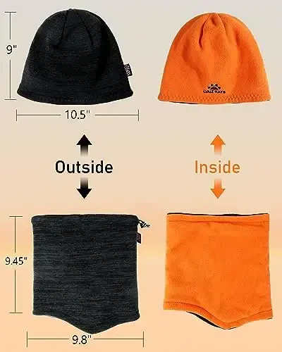 Winter Beanie Hat Scarf for Men Women Knit Thick Fleece Lined Warm Windproof Ski Skull Cap Neck Warmer Gaiter Face Scarf Set - 5