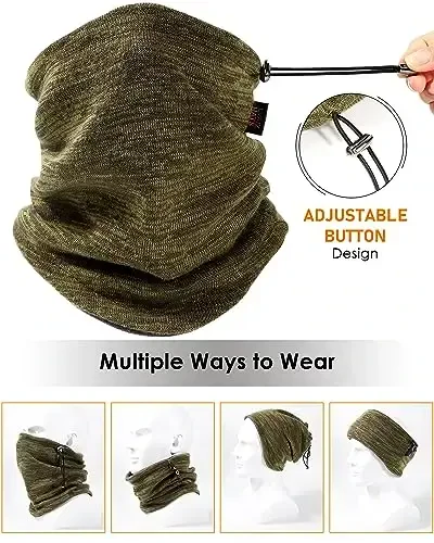 Winter Beanie Hat Scarf for Men Women Knit Thick Fleece Lined Warm Windproof Ski Skull Cap Neck Warmer Gaiter Face Scarf Set - 3