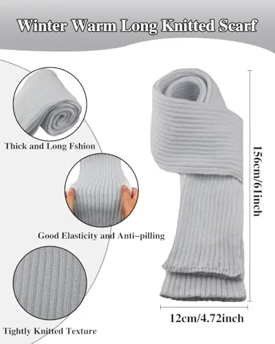 Winter Beanie Hat Scarf Gloves Set for Women, Fleece Knit Pompom Beanie Neck Warmer Long Scarf Touchscreen Gloves 3 in 1 Set - 3