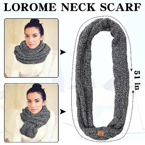 Winter Beanie Hat Scarf Gloves Set, Soft Warm Knit Hat Warm Touchscreen Gloves Neck Warmer Thick Knitted Scarves for Women - 5