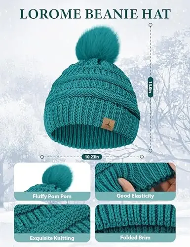 Winter Beanie Hat Scarf Gloves Set with Ear Muff Warmer for Women | Winter Gift Sets for Women, One Size fits All, Touch Screen Gloves, Double Brim Winter Wear Accessories for Adult - 2