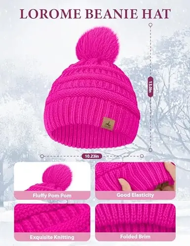 Winter Beanie Hat Scarf Gloves Set with Ear Muff Warmer for Women | Winter Gift Sets for Women, One Size fits All, Touch Screen Gloves, Double Brim Winter Wear Accessories for Adult - 2