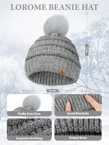 Winter Beanie Hat Scarf Gloves Set with Ear Muff Warmer for Women | Winter Gift Sets for Women, One Size fits All, Touch Screen Gloves, Double Brim Winter Wear Accessories for Adult - Winter (1)