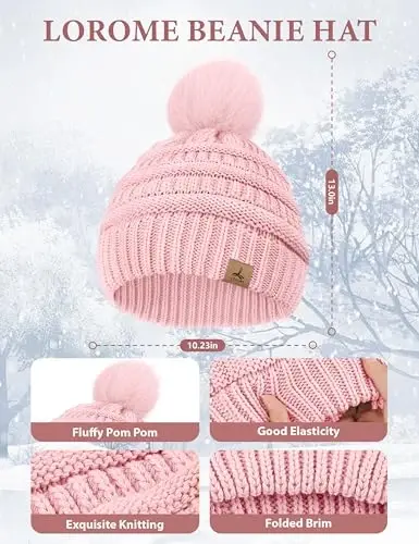 Winter Beanie Hat Scarf Gloves Set with Ear Muff Warmer for Women | Winter Gift Sets for Women, One Size fits All, Touch Screen Gloves, Double Brim Winter Wear Accessories for Adult - Winter (1)