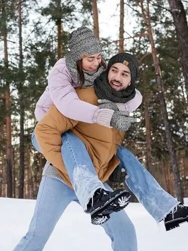 Winter Beanie Hat Scarf Gloves, Unisex Warm Fleece Knit Neck Scarf Set Gift | Hats Gloves Scarf Set, Touchscreen Gloves, Universal Size Neck Scarf Set Winter Gifts for Unisex Adult Winter Wear - 5