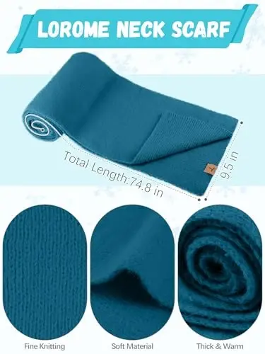 Winter Beanie Hat Scarf Gloves, Warm Fleece Knit Hat Long Scarf Neck Warmer Touch Screen Winter Gloves Set Gifts for Women - 3