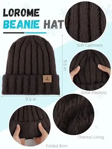 Winter Beanie Hat Scarf Gloves, Warm Fleece Knit Hat Long Scarf Neck Warmer Touch Screen Winter Gloves Set Gifts for Women - 2