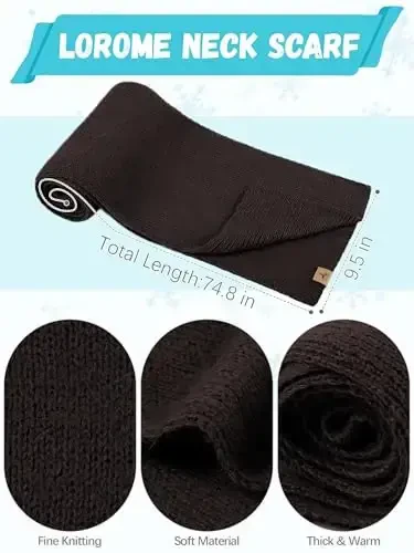 Winter Beanie Hat Scarf Gloves, Warm Fleece Knit Hat Long Scarf Neck Warmer Touch Screen Winter Gloves Set Gifts for Women - 3