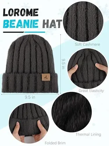 Winter Beanie Hat Scarf Gloves, Warm Fleece Knit Hat Long Scarf Neck Warmer Touch Screen Winter Gloves Set Gifts for Women - 2