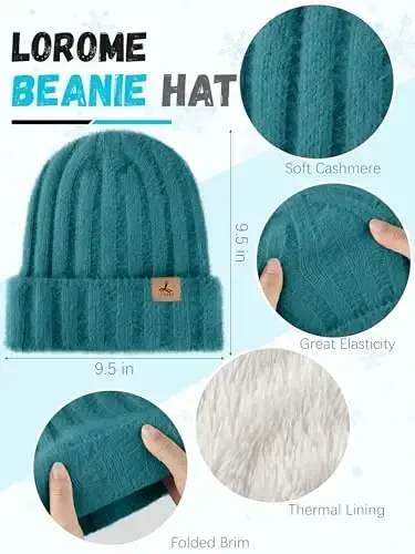 Winter Beanie Hat Scarf Gloves, Warm Fleece Knit Hat Long Scarf Neck Warmer Touch Screen Winter Gloves Set Gifts for Women - 2