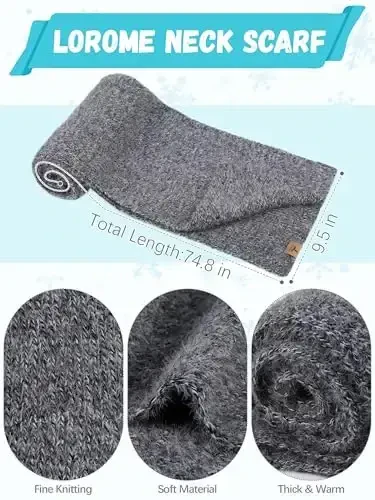 Winter Beanie Hat Scarf Gloves, Warm Fleece Knit Hat Long Scarf Neck Warmer Touch Screen Winter Gloves Set Gifts for Women - 3