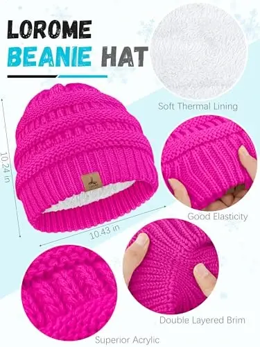Winter Beanie Hat Scarf Gloves, Warm Fleece Knit Hats Touch Screen Gloves Neck Scarf Set Winter Gifts for Unisex Adult - 2