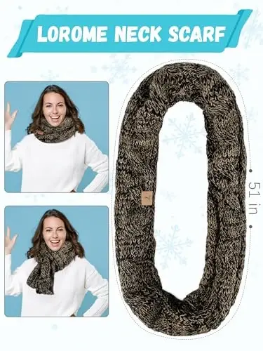 Winter Beanie Hat Scarf Gloves, Warm Fleece Knit Hats Touch Screen Gloves Neck Scarf Set Winter Gifts for Unisex Adult - 4