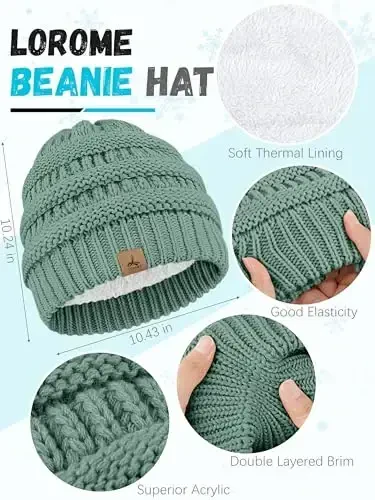 Winter Beanie Hat Scarf Gloves, Warm Fleece Knit Hats Touch Screen Gloves Neck Scarf Set Winter Gifts for Unisex Adult - 2