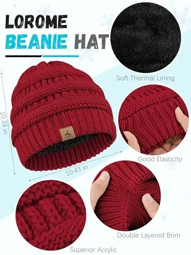 Winter Beanie Hat Scarf Gloves, Warm Fleece Knit Hats Touch Screen Gloves Neck Scarf Set Winter Gifts for Unisex Adult - WINTER (1)