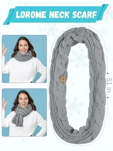 Winter Beanie Hat Scarf Gloves, Warm Fleece Knit Hats Touch Screen Gloves Neck Scarf Set Winter Gifts for Unisex Adult - 4