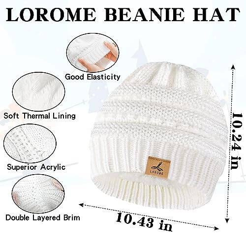 Winter Beanie Hat Scarf Gloves, Warm Fleece Knit Winter Hats Touch Screen Gloves Neck Scarf Set Winter Gifts for Unisex Adult - 9