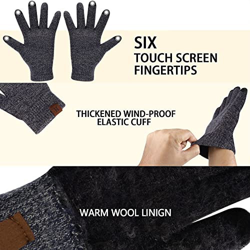 Winter Beanie Hat Scarf Touchscreen Gloves Set for Men and Women, Beanie Gloves Neck Warmer Set with Warm Knit Fleece Lined - 41