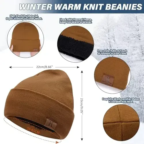 Winter Beanie Hat Scarf Touchscreen Gloves Set for Men and Women, Beanie Gloves Neck Warmer Set with Warm Knit Fleece Lined - 2