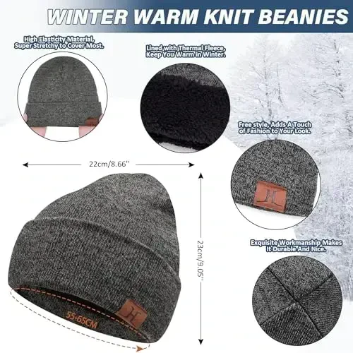 Winter Beanie Hat Scarf Touchscreen Gloves Set for Men and Women, Beanie Gloves Neck Warmer Set with Warm Knit Fleece Lined - 2